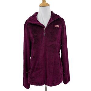 The North Face Sweater Women Medium Eggplant Sherpa Long Sleeve Full Zip Pockets